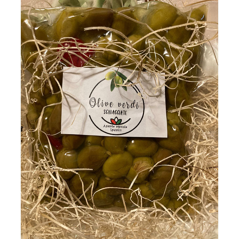 olive verdi schiacciate